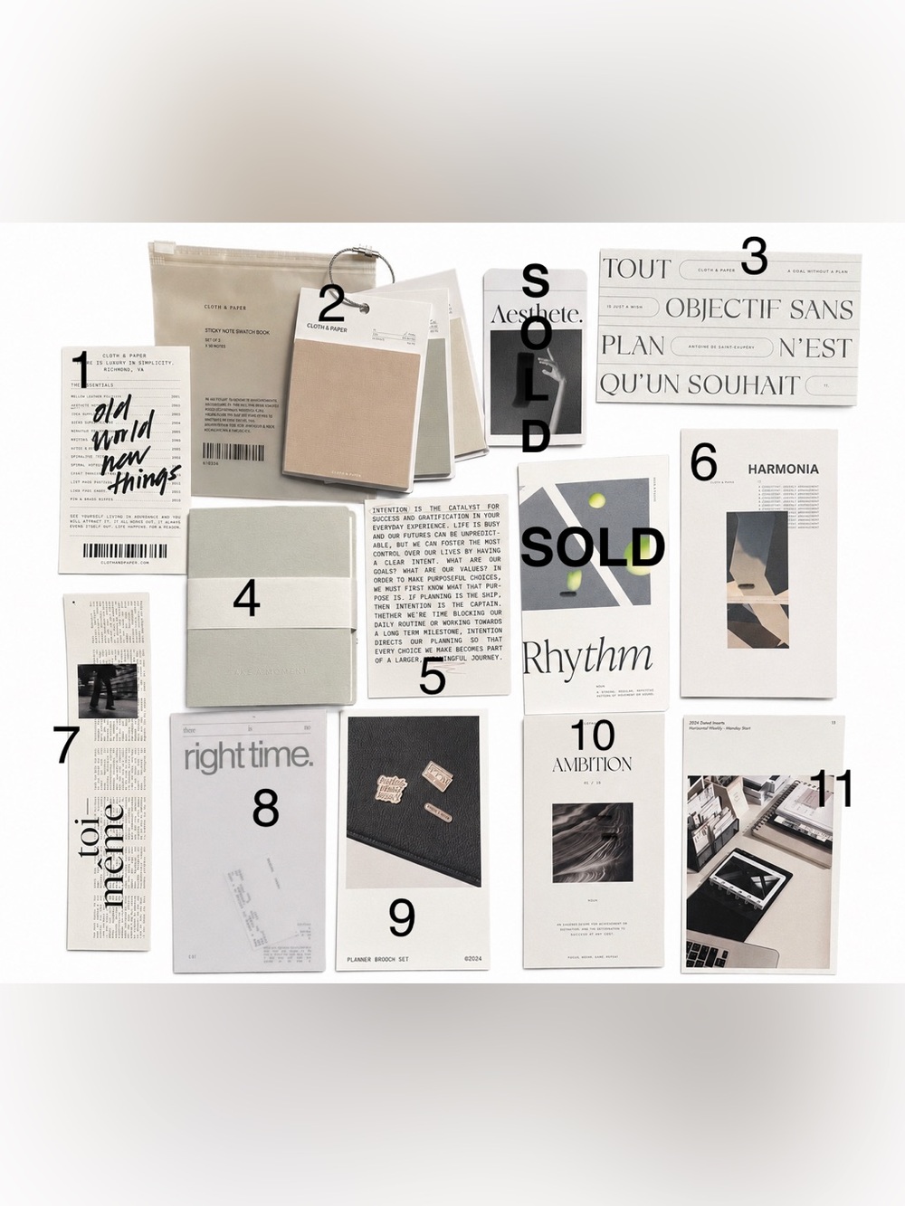 Cloth and Paper Stationery 2- Sticky Note Pads and Journal Cards Bundle